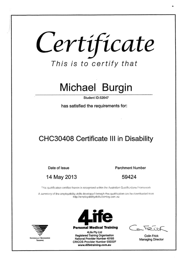 Cert III In Disability PDF