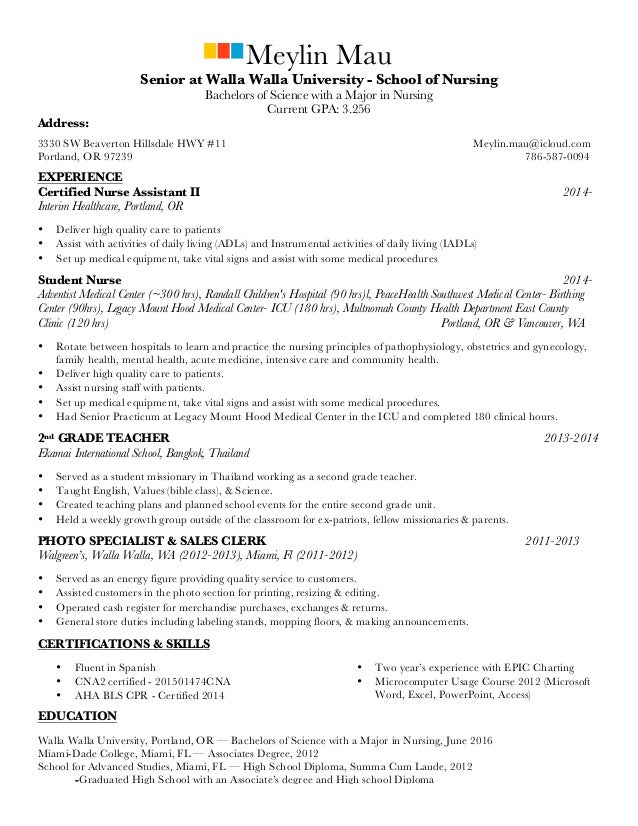 resume for nurse residency program