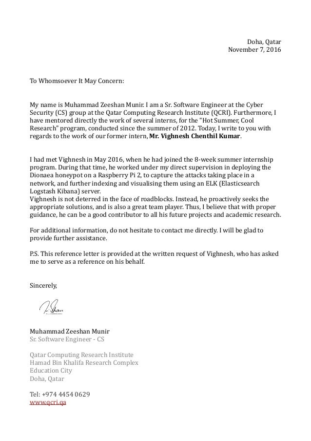 recommendation letter qcri recommendation letter for developer