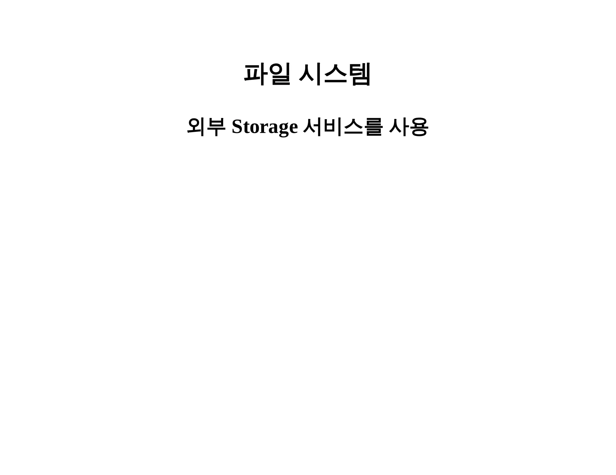 파일 시스템 
외부 Storage 서비스를 사용 
 