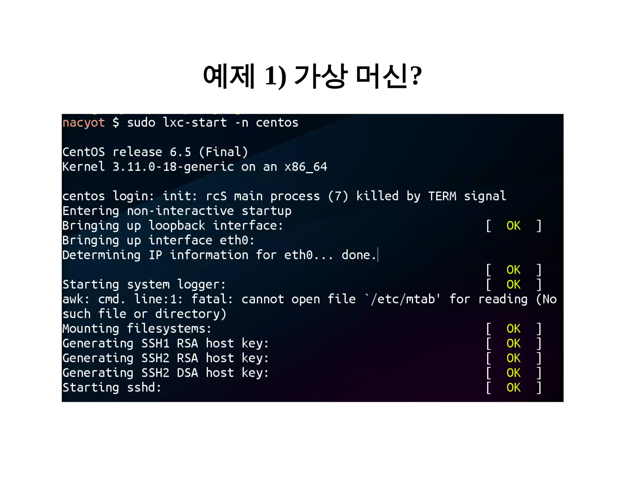 예제 1) 가상 머신? 
 
