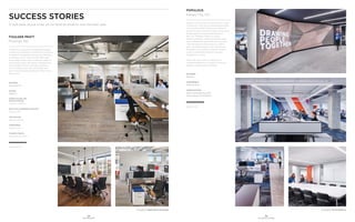 24
OFS BRANDS
25
SUCCESS STORIES
SUCCESS STORIES
A look back at just a few of our favorite projects over the past year.
Photography by Halkin Mason Photograpy
Foulger Pratt Commercial Management engaged
architecture and design firm Perkins+Will to portray
an image of a progressive company by establishing
an inspiring, current, clean and light-filled space
as the design drivers. STAKS crossover casegoods
and benching, along with seating, conference and
training tables, provide more types of places to
work throughout their space and support their
goal to have employees mingle and interact across
work groups.
FOULGER PRATT
Potomac, MD
DESIGNER
Perkins+Will DC
DEALER
re|District
WORKSTATIONS AND
PRIVATE OFFICES
STAKS by FirstOffice
EXECUTIVE/CONFERENCE SEATING
Flexxy by OFS
TASK SEATING
Agile by FirstOffice
CONFERENCE
Eleven by OFS
TRAINING TABLES
Applause by FirstOffice
foulgerpratt.com
Photography by Michael Robinson
Populous is an architecture and design firm based
in Kansas City. They are considered a global leader
in the design of sports facilities and convention
centers, as well as planning of major special events.
Notable projects include Yankee Stadium in
New York, Wembley Stadium in London,
Stadium Australia in Sydney, Wimbledon Centre
Court, Minneapolis’ Target Field and many more.
Their new space for their Kansas City staff of
300+ was highly tailored to their requirements.
Workspaces were a generous 96x36, and each
cluster of workstations featured a centrally
integrated pin-up wall.
Eleven was used in both the desking and
conference applications to create a continuous
aesthetic throughout the workspace.
POPULOUS
Kansas City, MO
DESIGNER
Populous
CONFERENCE
Eleven by OFS
WORKSTATIONS
Eleven Workstations by OFS
STAKS Storage by FirstOffice
populous.com
 