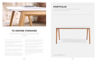 12
OFS BRANDS
13
PORTFOLIO
PORTFOLIO
A look at our new product introductions debuting at NeoCon 2016.
Check out more images of our new products shown at NeoCon online at neocon.ofsbrands.com
Eleven Wood Design: Daniel Korb OFS
TO INSPIRE FORWARD
VP of Design Development, John Phillips, discusses his approach to design
and how inspiration motivates, influences and ultimately moves creativity.
Written by John Phillips
Open your minds to see the inspiration around you for your “aha” moment.
Inspiration is a wonderful yet difficult word to fully understand and an even
greater challenge to effectively apply. Inspiration tends to be a noun, but I
disagree. Inspiration commands action to first see and feel, then compels you to
apply it for the benefit of something greater.
“Aha” moments trigger creativity and clarity that become the new intensity
where we channel our energy. As designers, we never shut down and rarely close
our mental stimuli receptors. This openness and spontaneity sometimes labels
designers as unfocused or inattentive when actually we’re more attuned than
most.
I’m drawn to architecture. The manners in which planer surfaces interact
together, the negative space between city buildings; it’s what’s not there or
the items that were left on paper because they didn’t translate that makes the
difference. Distillation is more important than addition.
Nature will always reign supreme in the inspiration category. As a youth, I
was inspired by the detail found in insects. An appreciation ran deep for their
translucent, incredibly functional wings, their geometric intricacies, kaleidoscopic
patterns and iridescent colors. It’s not just visual, it’s the relationship. The
majesty of mountains, fissured rocks of Zion and Yosemite and plate tectonics
manifesting the original formation are a testament of the best designs and
interconnectivity ever created. While designing vehicles in the motor city, I
utilized natural elements such as cork, bamboo and different layers of translucent
materials like amber to balance the steel and synthetics of car concepts.
Our susceptibility provides an endless source of beauty and function regardless
of industry or activity as long as we remain open to possibility. Routine can be
efficient, but it can also cause settling in a very mundane way.
The internal and external design partners of OFS Brands discover inspiration
differently, and that is a good thing. Successful design is then picked up by all
the senses….it’s the sensation of it that just feels right.
Just like innovation, inspiration can be the simplest form of a process or product
because of the mass utility and attraction that make it so desirable. Inspiration
guides, then expertise, collaboration, rapid-prototyping, 110% teamwork and a
million other things align and transform inspiration into the products you see
today. We hope not only that our products inspire you, but more so our hard
work, responsiveness and the fact that we sincerely care to make your day better
is the “good stuff” that truly moves you.
We want to inspire forward.
 