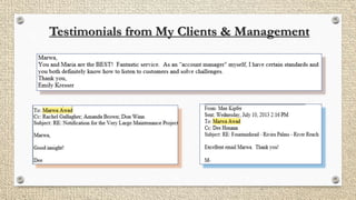 Testimonials from My Clients & Management
 