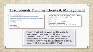 Testimonials From my Clients & Management
 