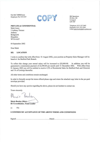 Employment Schedule Changes to salary