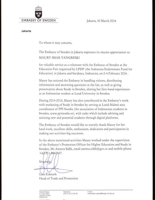 reference letter swedish embassy sweden letter