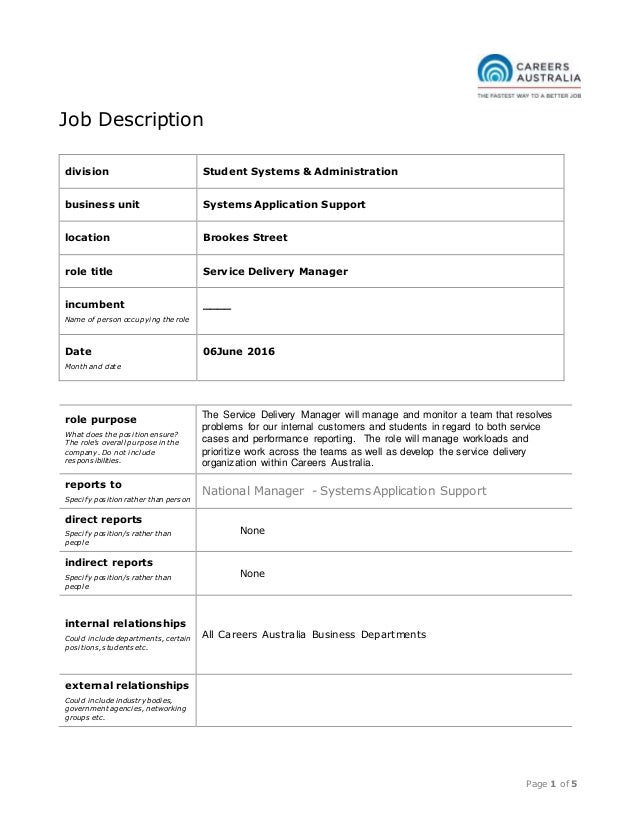 06062016 Service Delivery Manager