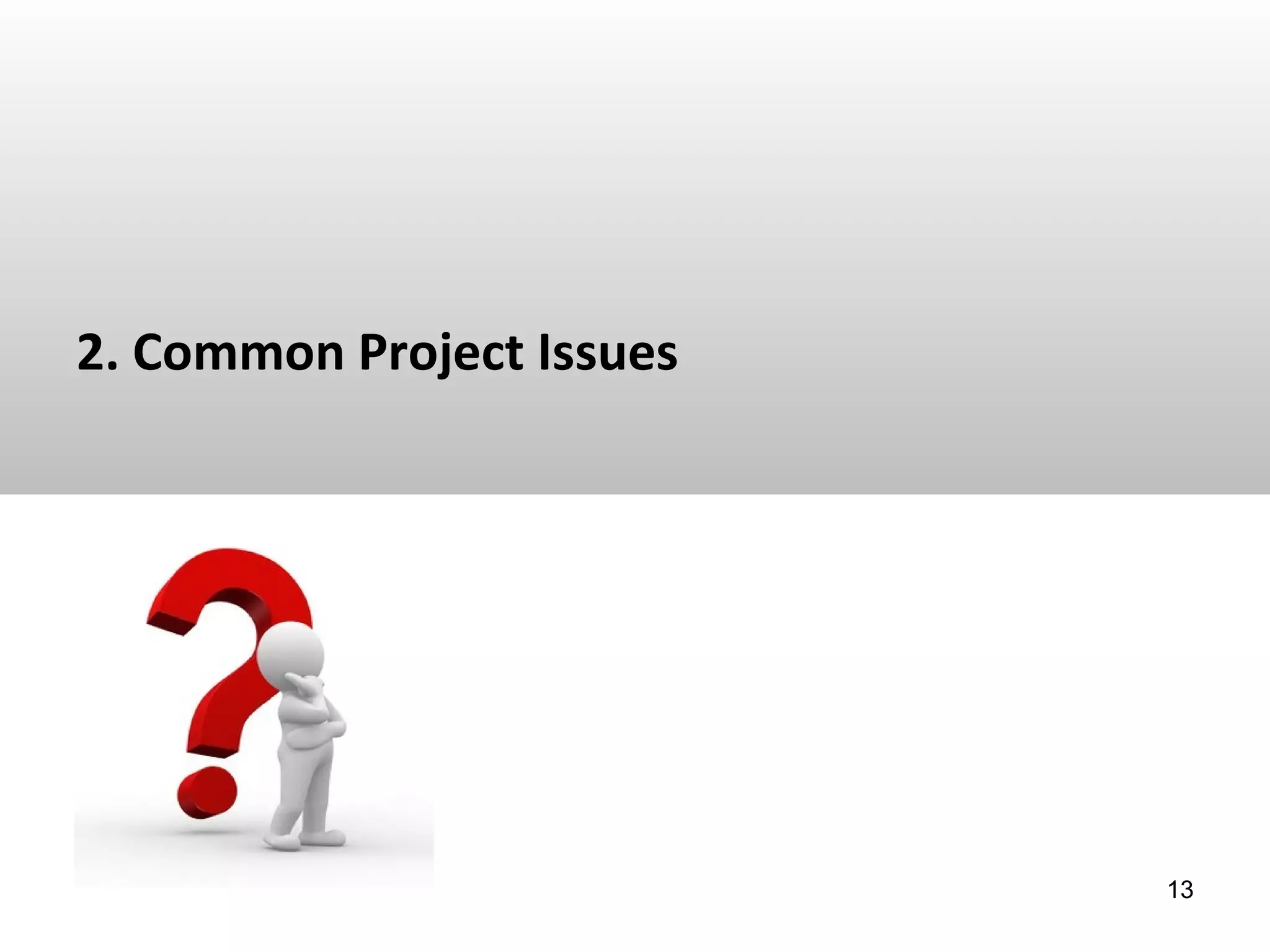 2. Common Project Issues
13
 