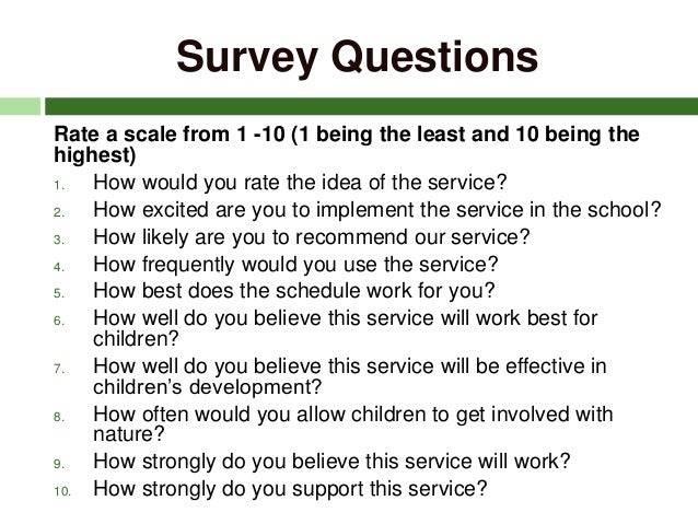 Outdoor Nature Classroom Powerpoint - survey questions