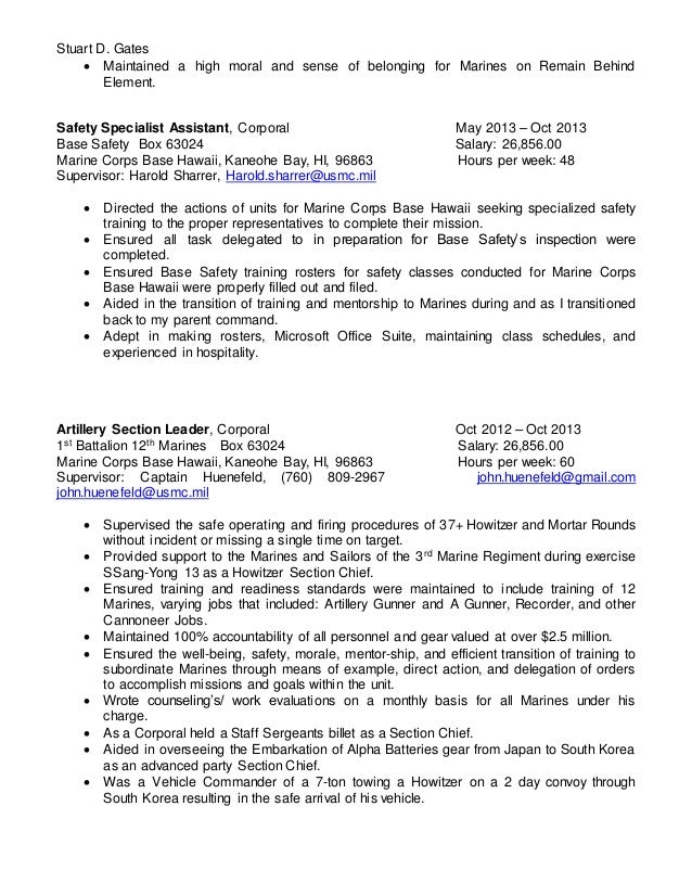 usmc resume