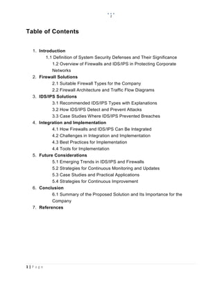Group Research Assignment: System Security Defenses – Firewalls and IDS ...