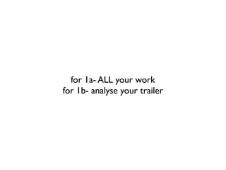 for 1a- ALL your work
for 1b- analyse your trailer
 