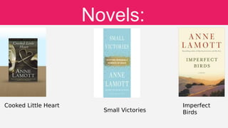 Novels:Novels:
Cooked Little Heart Imperfect
BirdsSmall Victories
 