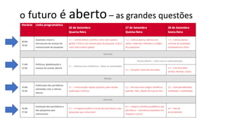 o futuro é aberto– as grandes questões
 