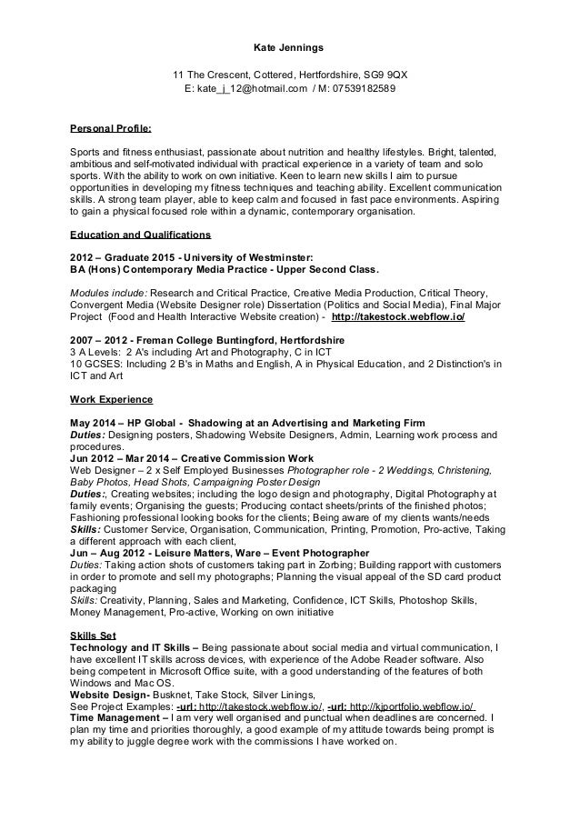 personal training cv katie jennings personal training cv