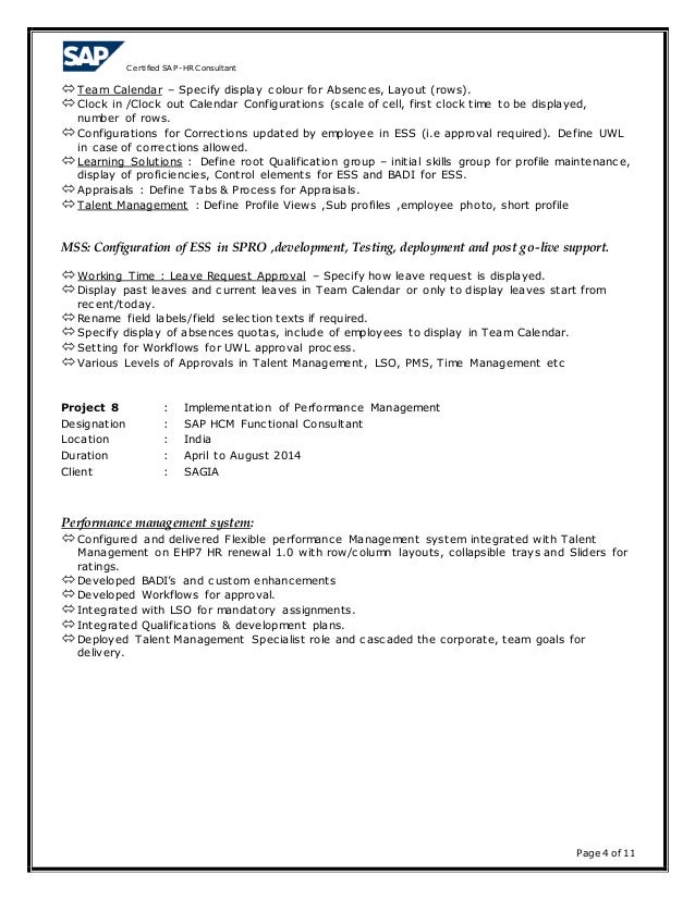 sap hr resumes
