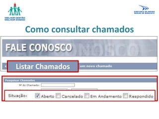 Como consultar chamados
Listar Chamados
 