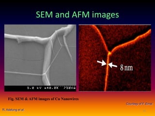 SEM and AFM images 
Fig. SEM &AFM images of Cu Nanowires 
R. Adelung et al. 
Courtesy of F. Ernst 
12 
 