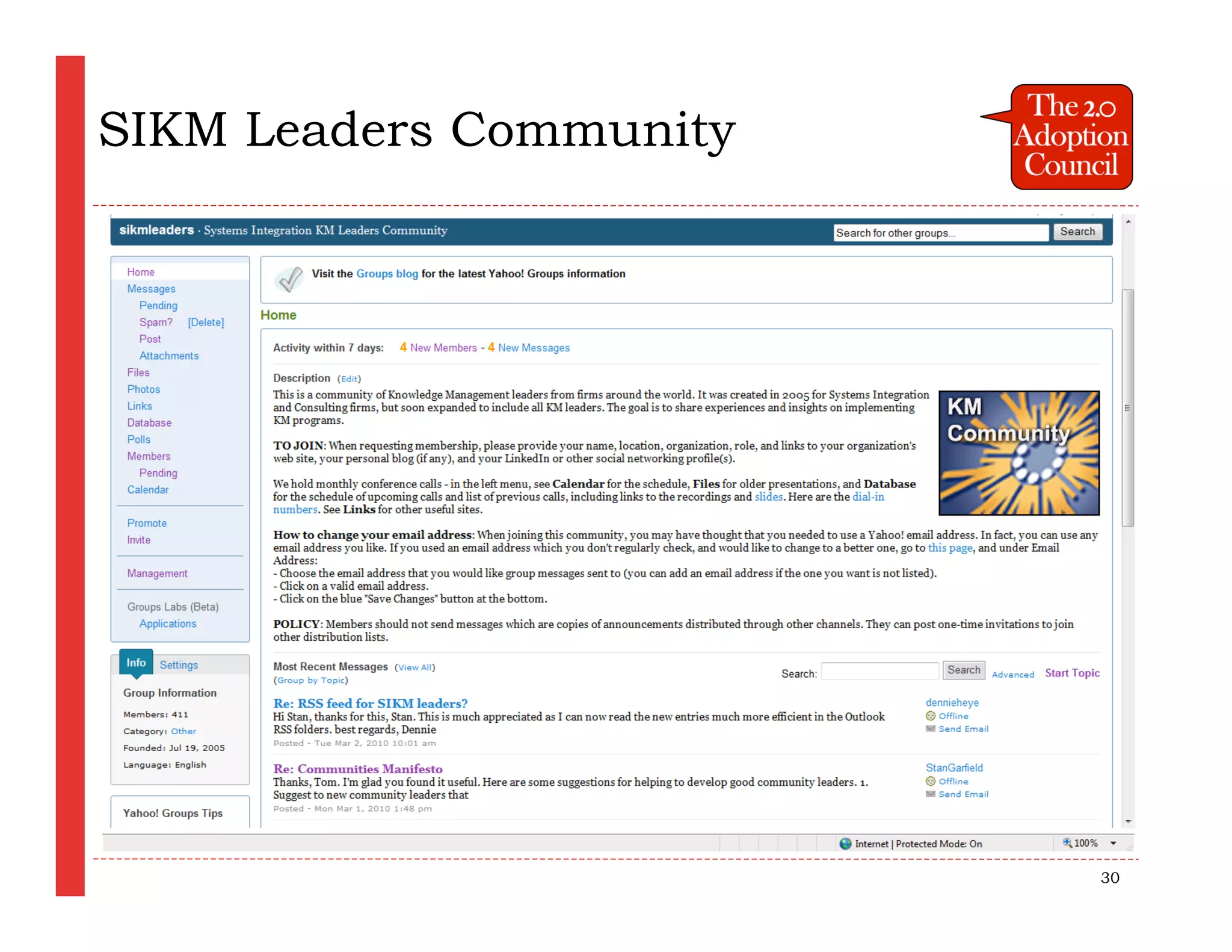 SIKM Leaders Community




                         30
 