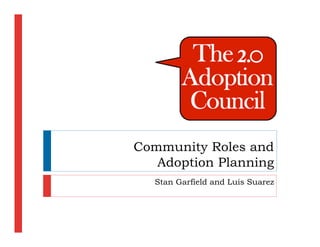 Community Roles and
   Adoption Planning
   Stan Garfield and Luis Suarez
 