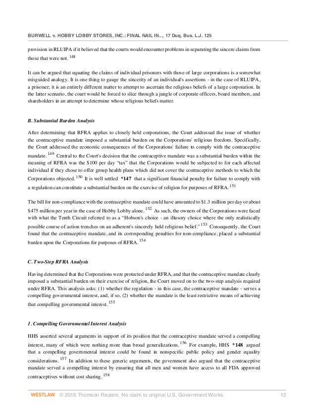 Hobby Lobby Case Brief 2025