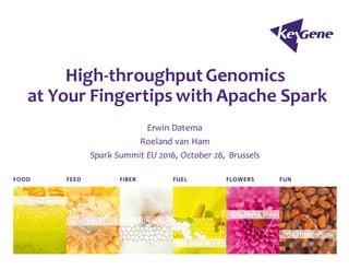 High-throughputGenomics
at Your Fingertips with Apache Spark
Erwin Datema
Roeland van Ham
Spark Summit EU 2016, October 26, Brussels
 