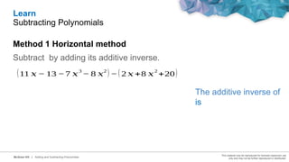 Adding and subtracting Polynomial PowerPoint | PPTX