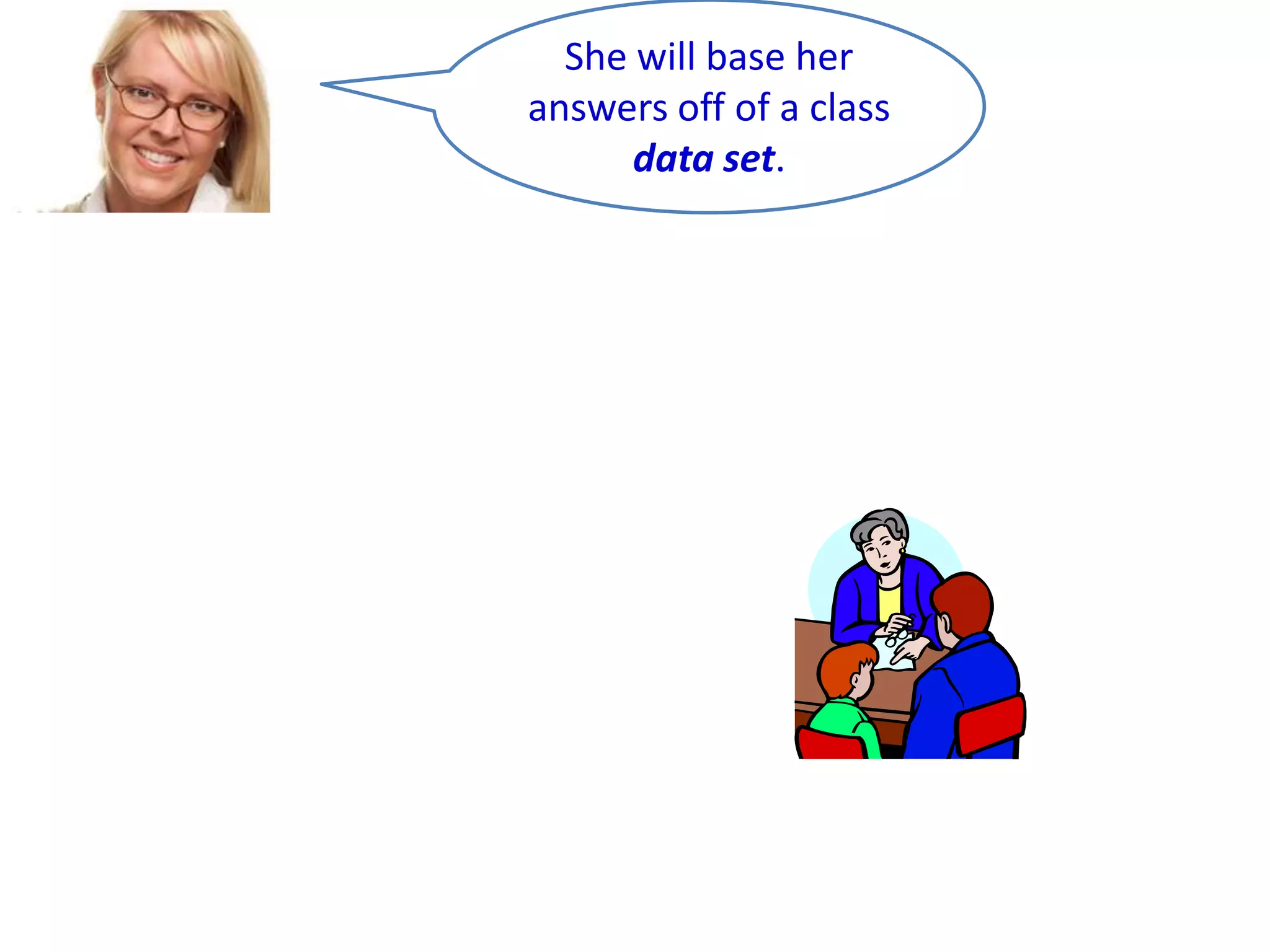 She will base her
answers off of a class
data set.

 