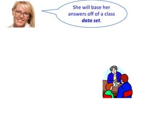 She will base her
answers off of a class
data set.

 