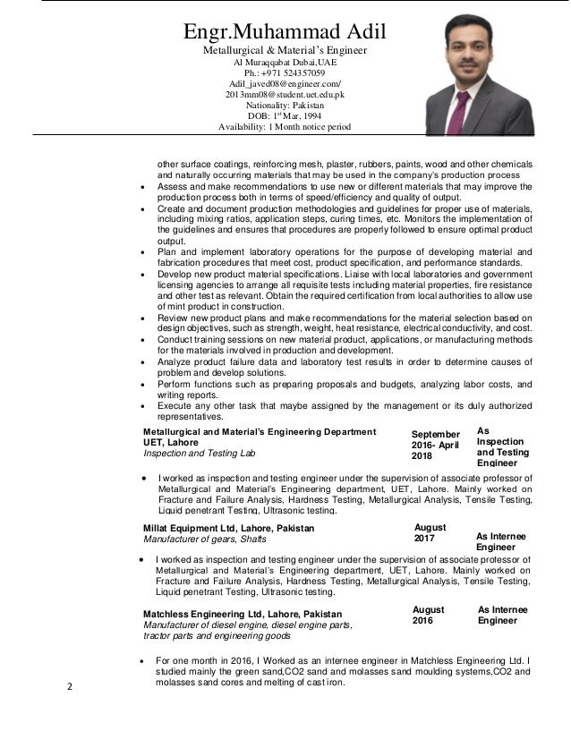 1 adil javed metallurgical and materials engineering resume