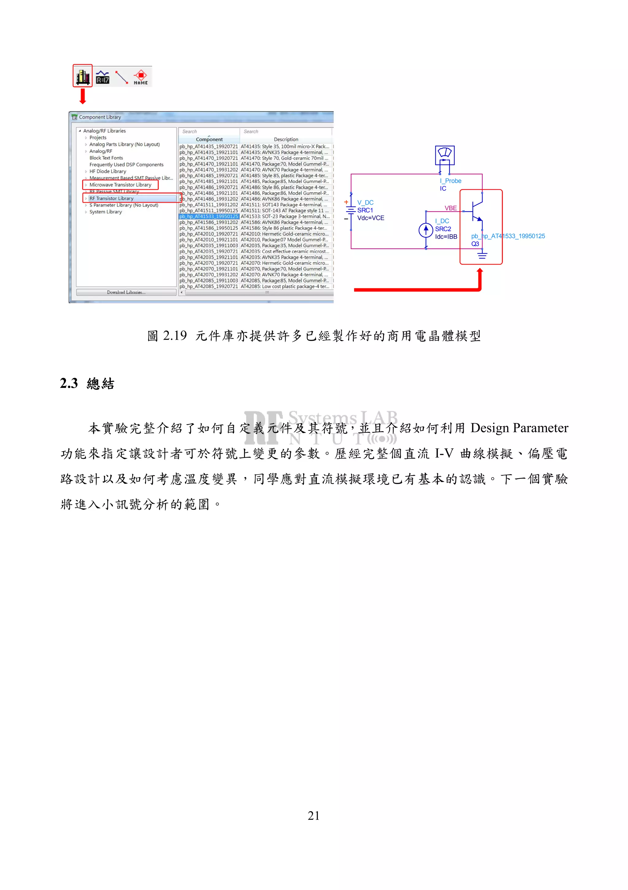 21
VBE
pb_hp_AT41533_19950125
Q3
V_DC
SRC1
Vdc=VCE
I_Probe
IC
I_DC
SRC2
Idc=IBB
2.19
2.3
Design Parameter
I-V
 
