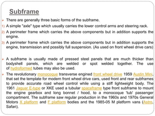 Analysis and selection of body member sections, Body subframe and ...