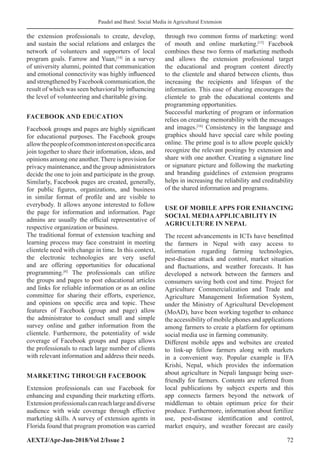 Social Media in Agricultural Extension | PDF