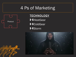 4 Ps of Marketing
TECHNOLOGY
HeatGear
ColdGear
Storm
Product
 