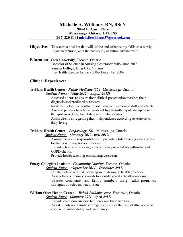 sample health nurse resume