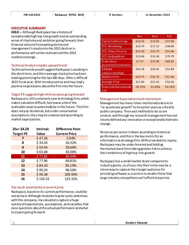 Rackspace Valuation