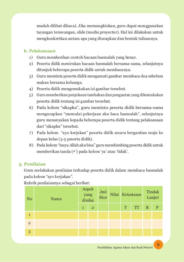 Buku Guru - Agama Islam Kelas 1 SD/MI K13