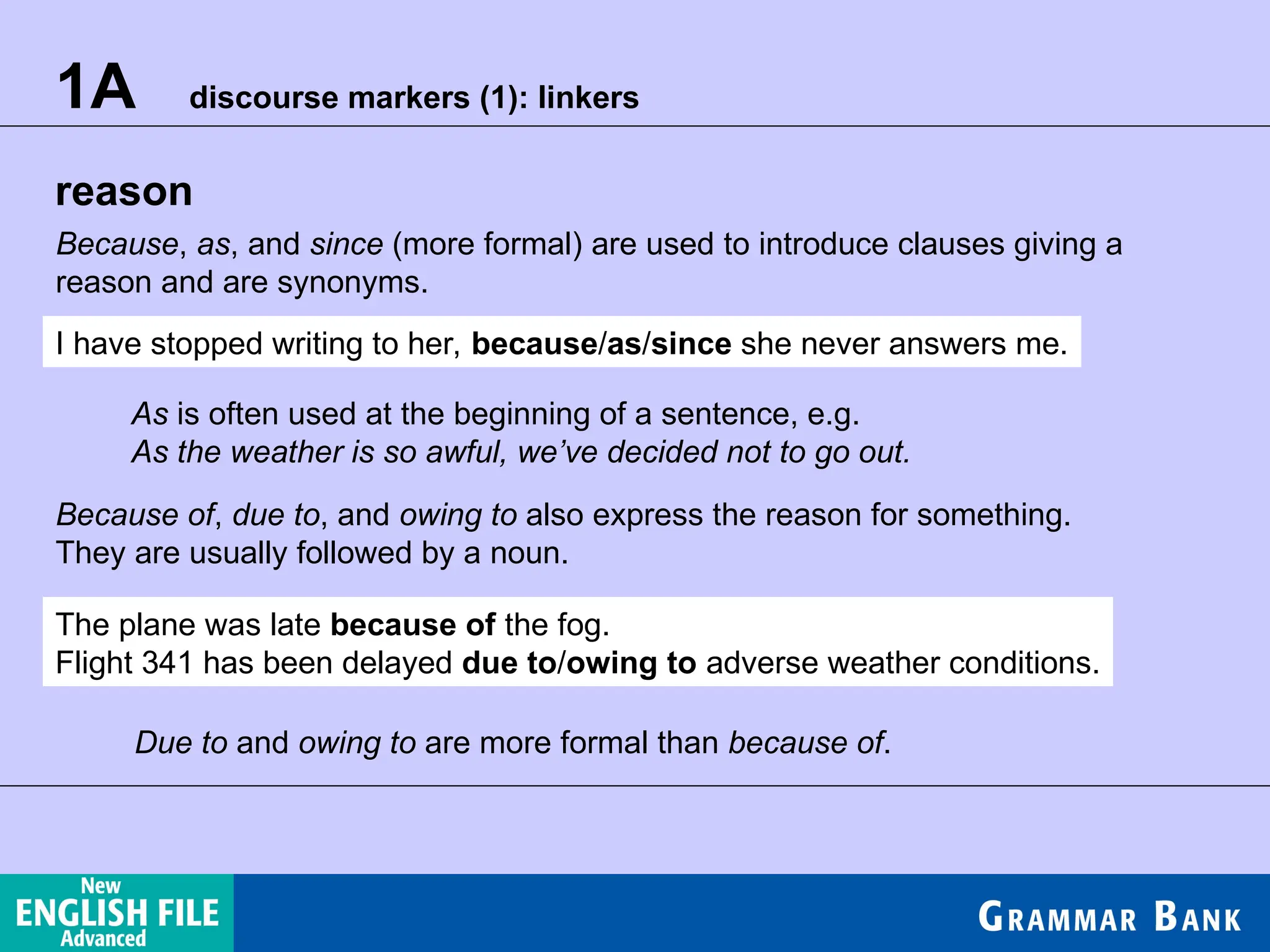 grammar bank esl explanations and examples | PPT