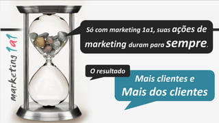 Só com marketing 1a1, suas ações de

marketing duram para sempre.

 O resultado
               Mais clientes e
          Mais dos clientes
 