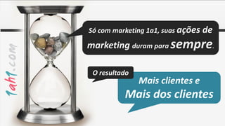 Só com marketing 1a1, suas ações de

marketing duram para sempre.

 O resultado
               Mais clientes e
          Mais dos clientes
 
