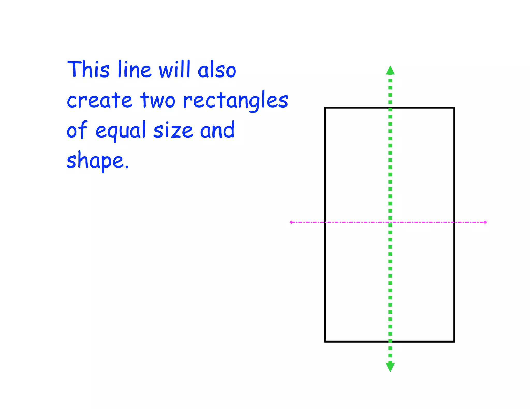 This line will also
create two rectangles
of equal size and
shape.