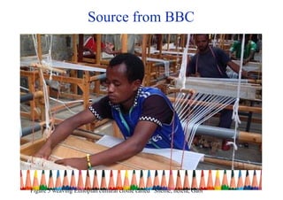 Source from BBC
Figure 5 weaving Ethiopian cultural clothe called “Sheme, netela, Gabi”
 