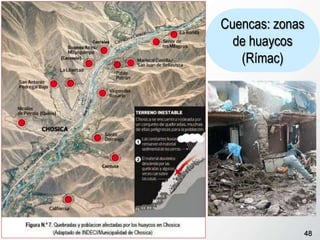 48
Cuencas: zonas
de huaycos
(Rímac)
 