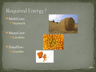 MultiCore:
 Haystack

ManyCore:
 Cornbits

DataFlow:
 Crumbs

28/83

 
