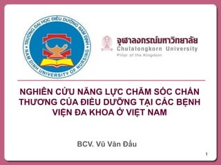 NGHIÊN CỨU NĂNG LỰC CHĂM SÓC CHẤN 
THƯƠNG CỦA ĐIỀU DƯỠNG TẠI CÁC BỆNH 
VIỆN ĐA KHOA Ở VIỆT NAM 
BCV. Vũ Văn Đẩu 
1 
 