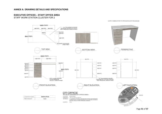 ANNEX A: DRAWING DETAILS AND SPECIFICATIONS
Page 41 of 57
EXECUTIVE OFFICES – STAFF OFFICE AREA
STAFF WORK STATION CLUSTER FOR 2
 