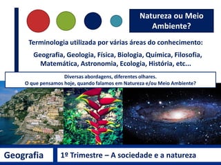 O jeito de ver, de
fazer. É o olhar do
pesquisador sobre
o fenômeno.
Geografia
MÉTODO CIENTÍFICO
Expressar fatos e
fenômenos
observados na
superfície terrestre
utilizando simbologia
própria.
Cêurio de OLIVEIRA, 1988.
Criança geopolítica observando o
nascimento do homem novo, Salvador
Dalí, 1943. Óleo sobre tela.
1º Trimestre – A sociedade e a natureza
 