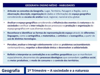 Geografia 1º Trimestre – A sociedade e a natureza
 