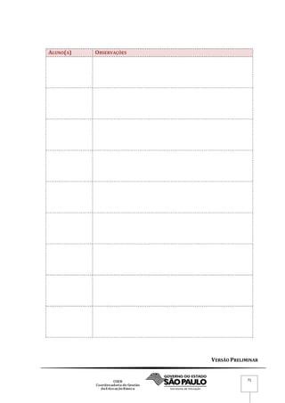 VERSÃO PRELIMINAR
71
ALUNO(A) OBSERVAÇÕES
 